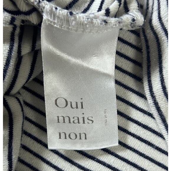 French Designer Striped Long Sleeve Winter Knit Oui Mais Non Black White XL - Picture 9 of 9